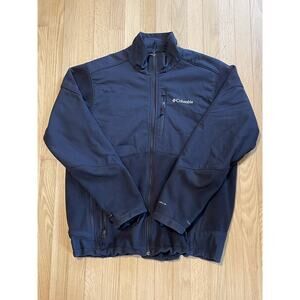 Columbia Jacket Mens L Black Full Zip Softshell/fleece Ascender Water Resistant
